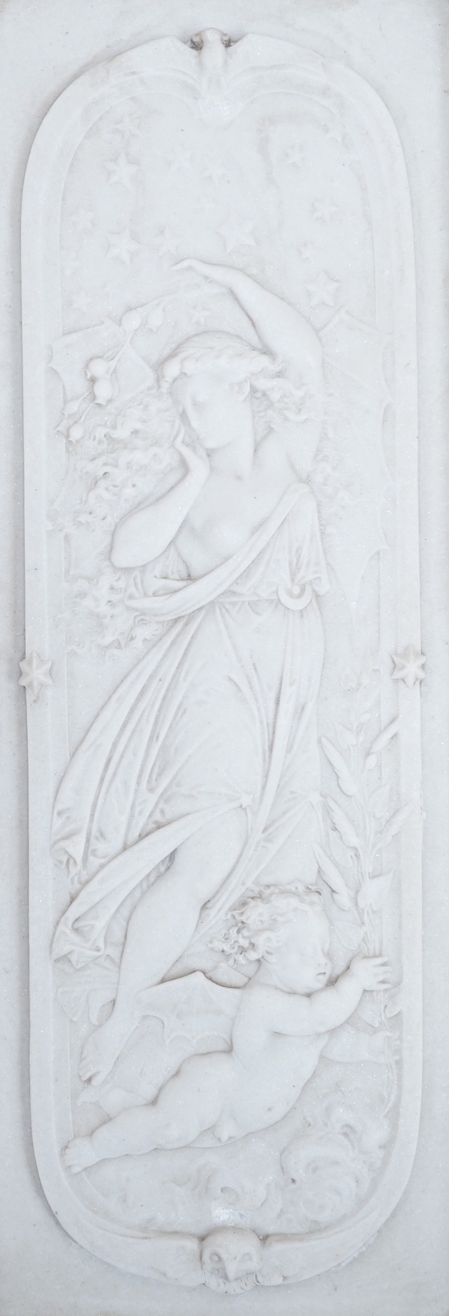 An ornate framed reconstituted stone frieze, 42 x 23cm